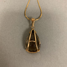 Load image into Gallery viewer, 14K Smoky Topaz Teardrop Pendant on 30&quot; Chain (12.3g)
