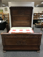 Load image into Gallery viewer, Carved Walnut Queen Bed (Headboard Height: 83&quot;)
