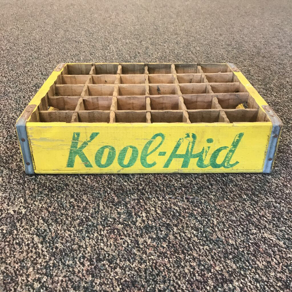 Vintage Kool-Aid Soft Drink Wooden Crate (4x14x18)