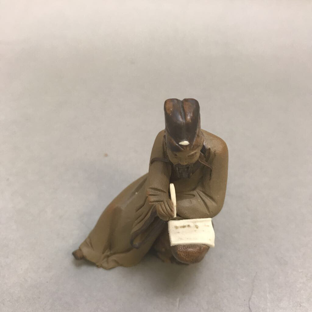 Vintage Shiwan Clay Pottery Miniature Asian Mudman Scholar Figure (2.25