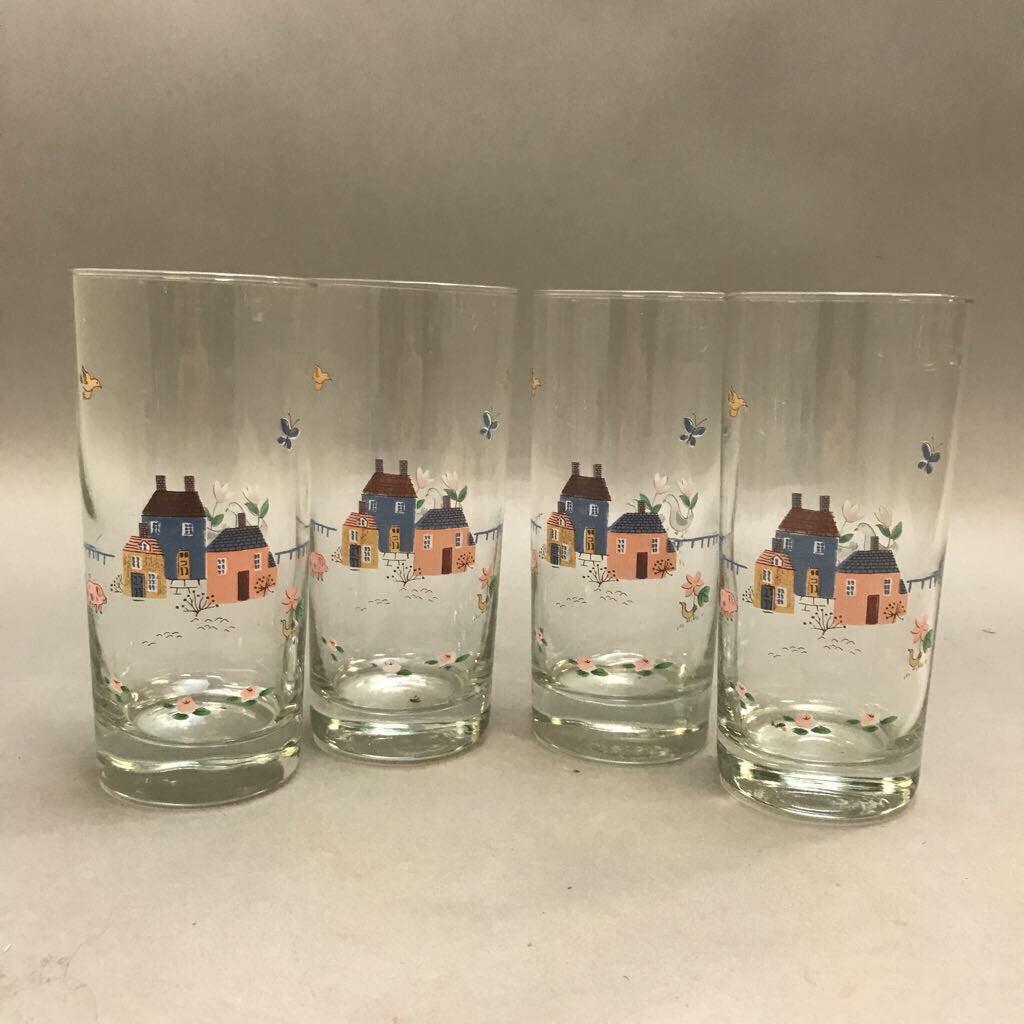 NIB Set of 4 Etched Iced Tea/Lemonade Glasses