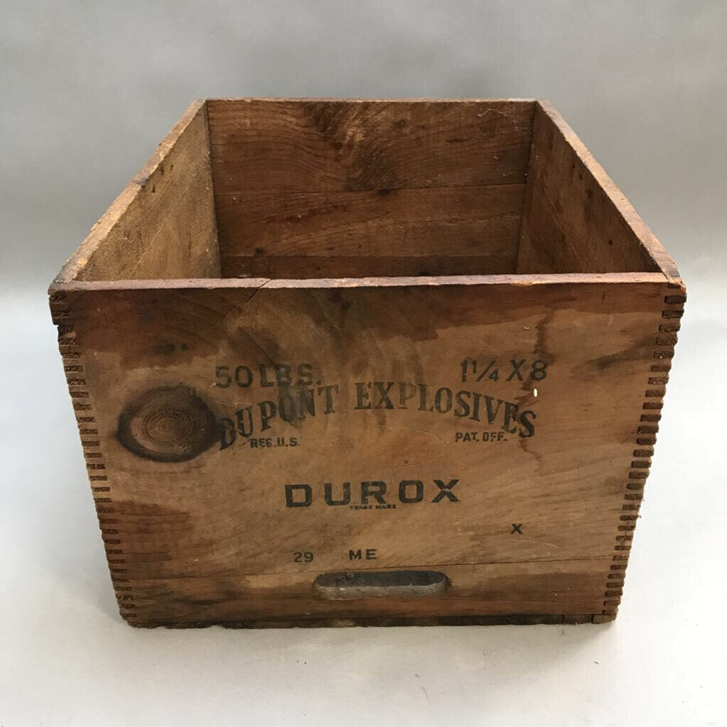 Vintage Dupont Durox Explosives Wood Crate (11x15x18)