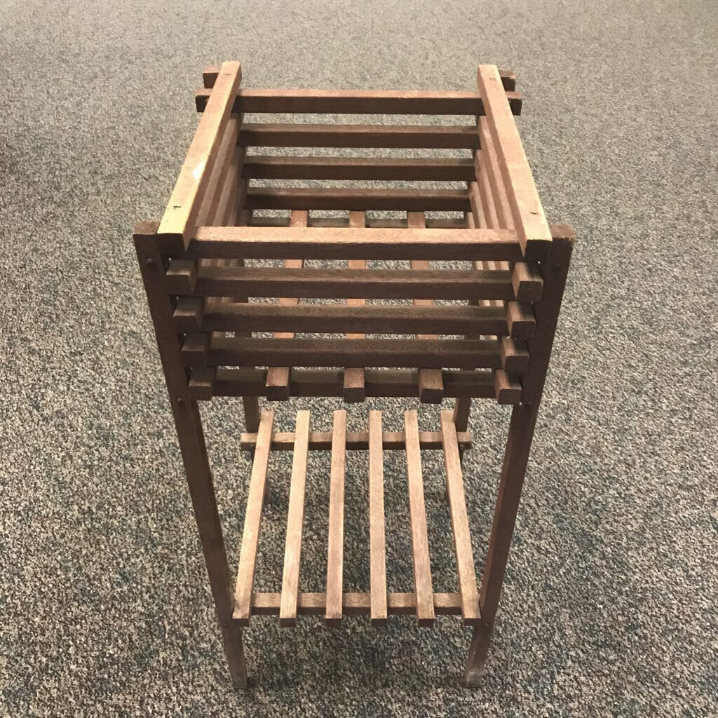 Vintage Wooden Slat Plant Stand (29x14)