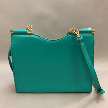 Load image into Gallery viewer, Bebe Teal Faux Leather Gold Studded Tote Purse w/ Crossbody Strap (11x12x5&quot;)
