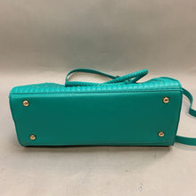 Load image into Gallery viewer, Bebe Teal Faux Leather Gold Studded Tote Purse w/ Crossbody Strap (11x12x5&quot;)
