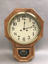 Load image into Gallery viewer, Vintage School House Style Pendulum Clock with Key (22&quot;)
