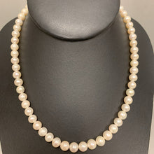 Load image into Gallery viewer, Pearl Single Strand Necklace w/ Sterling Clasp (16&quot;)
