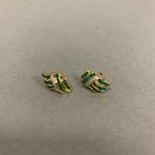 Load image into Gallery viewer, 18K Gold Emerald Diamond Earrings (3.8g)
