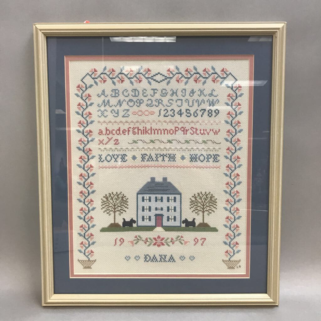 Framed Sampler Needlepoint Art (18x16)