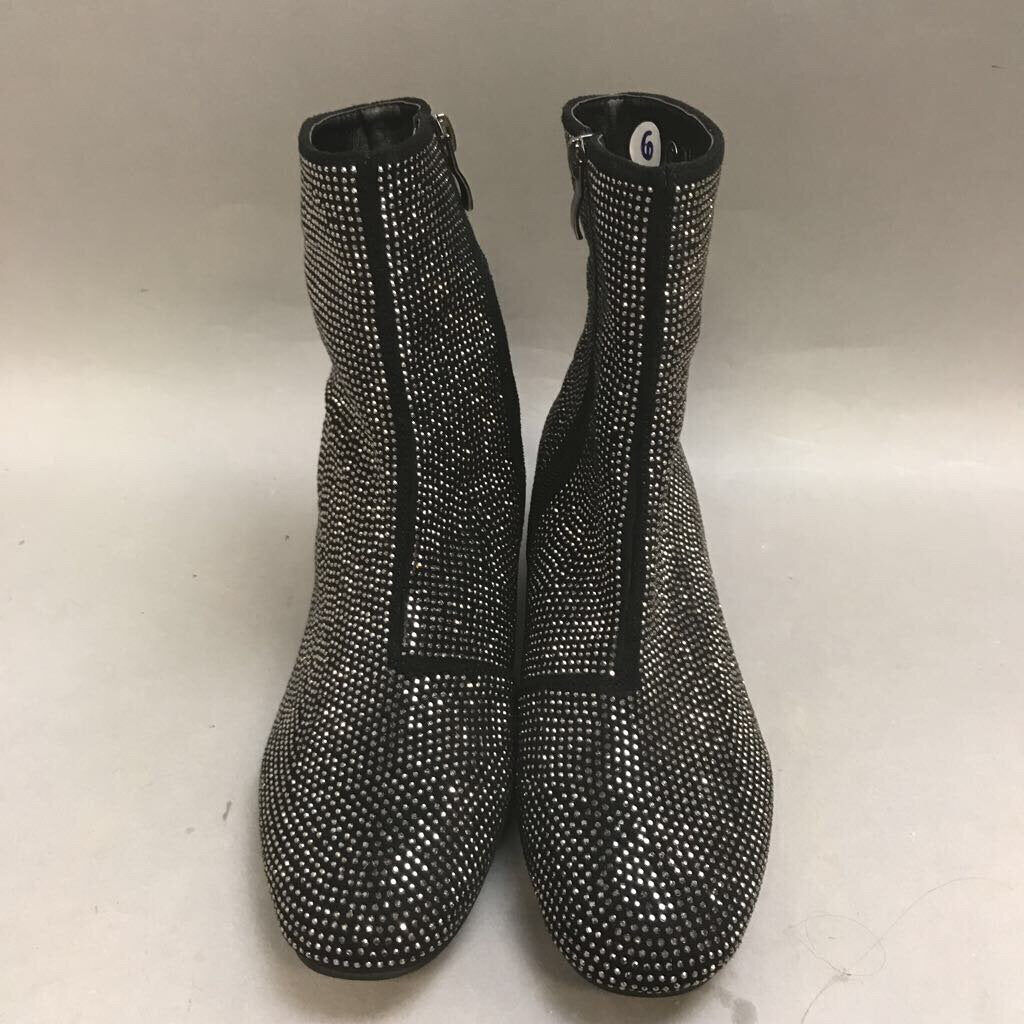 Nature Breeze Marcasite Rhinestone Embellished Ankle Boots New (Sz6)