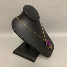 Load image into Gallery viewer, Vintage W German Celluloid Rhinestone Violet Hinged Bangle &amp; 18&quot; Necklace Set
