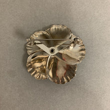 Load image into Gallery viewer, Vintage Silvertone Plumeria Brooch Pin w/ Interchangeable Moonglow Bead Center (2&quot;)
