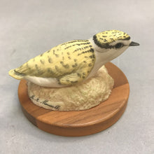 Load image into Gallery viewer, Vintage M E Moussalli Baby Finch Bird Figure on Wood Base (2&quot; x 3&quot;)
