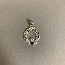 Load image into Gallery viewer, Sterling Garnet Celtic Pendant (1&quot;)
