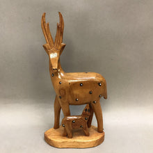 Load image into Gallery viewer, Wooden Deer &amp; Fawn Carving (12&quot;)
