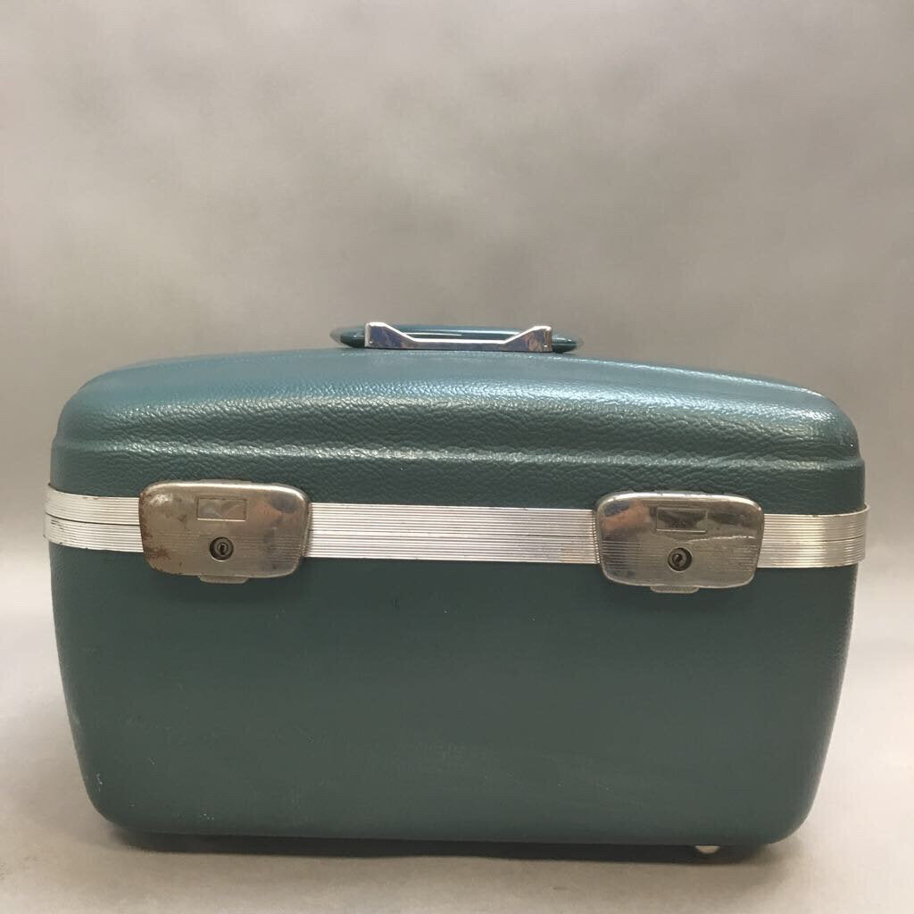 Vintage Magna-Lite Blue Train Case Suitcase (8x13x8)