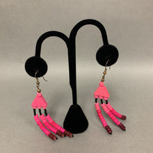 Load image into Gallery viewer, Shades of Pink Wood Bead &amp; Black Seed Bead 21&quot; Necklace &amp; Earrings Set
