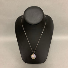 Load image into Gallery viewer, Sterling Iridescent Rhinestone Disco Ball Pendant on 24&quot; Snake Chain
