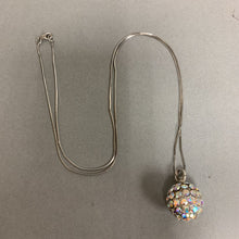 Load image into Gallery viewer, Sterling Iridescent Rhinestone Disco Ball Pendant on 24&quot; Snake Chain
