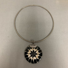 Load image into Gallery viewer, Sterling Shell Resin Flower 3&quot; Pendant on 18&quot; Snake Cord Necklace
