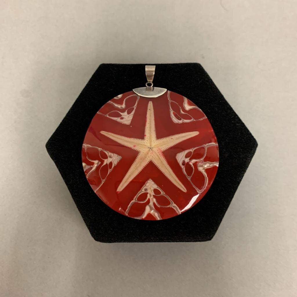 Sterling Starfish Shell Resin Pendant (3