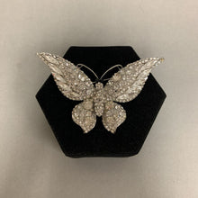 Load image into Gallery viewer, Clear &amp; Black Rhinestone Large Butterfly Brooch PIn (4&quot;)
