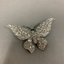 Load image into Gallery viewer, Clear &amp; Black Rhinestone Large Butterfly Brooch PIn (4&quot;)
