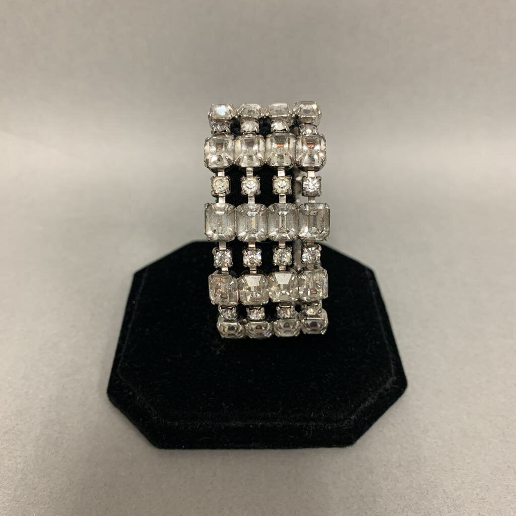 Vintage Clear Rhinestone 4-Row Bracelet (6.75