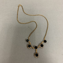 Load image into Gallery viewer, Vintage Gold Filled Black &amp; Clear Rhinestone Necklace (16&quot;)
