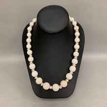 Load image into Gallery viewer, White Lava Stone Graduated Bead Pearl Necklace (21&quot;)
