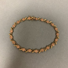 Load image into Gallery viewer, 14K Yellow &amp; Rose Gold Floral Link 7.5&quot; Bracelet (6.6g)
