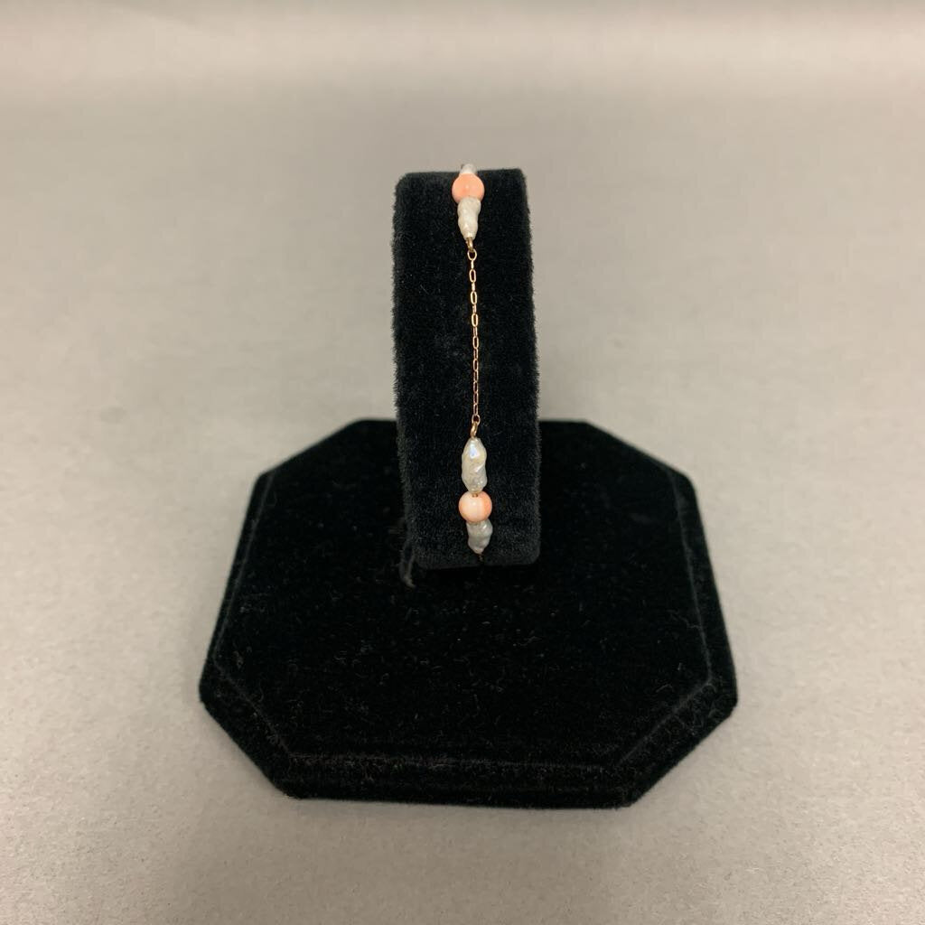 14K Gold Coral Freshwater Pearl 7