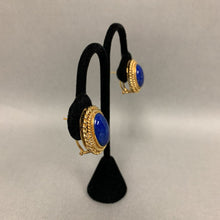 Load image into Gallery viewer, 14K Gold Lapis Lazuli Convertible (Clip or Pierced) Earrings &amp; Ring sz 6.75 Set (31.5g total weight)
