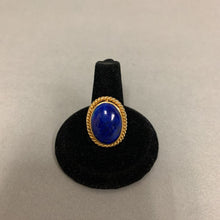 Load image into Gallery viewer, 14K Gold Lapis Lazuli Convertible (Clip or Pierced) Earrings &amp; Ring sz 6.75 Set (31.5g total weight)
