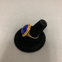 Load image into Gallery viewer, 14K Gold Lapis Lazuli Convertible (Clip or Pierced) Earrings &amp; Ring sz 6.75 Set (31.5g total weight)
