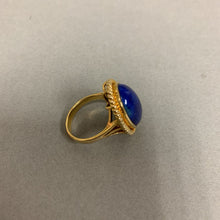 Load image into Gallery viewer, 14K Gold Lapis Lazuli Convertible (Clip or Pierced) Earrings &amp; Ring sz 6.75 Set (31.5g total weight)
