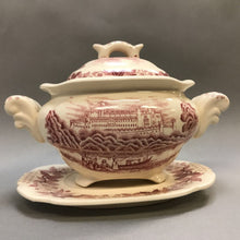 Load image into Gallery viewer, Red Transferware Turreen w/ Underplate (6.5x9x5)
