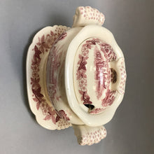 Load image into Gallery viewer, Red Transferware Turreen w/ Underplate (6.5x9x5)
