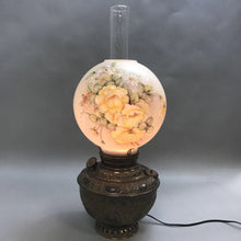 Load image into Gallery viewer, Bronze Base with Painted Glass Globe Lamp (24&quot;)
