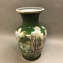 Load image into Gallery viewer, Hand-Painted Green Vase; Child, Ducks, Windmill Scene (16&quot;)
