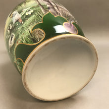 Load image into Gallery viewer, Hand-Painted Green Vase; Child, Ducks, Windmill Scene (16&quot;)
