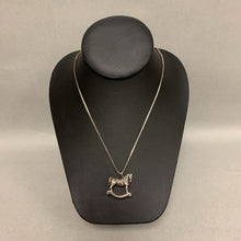 Load image into Gallery viewer, Sterling Rocking Horse Pendant on 24&quot; Box Chain
