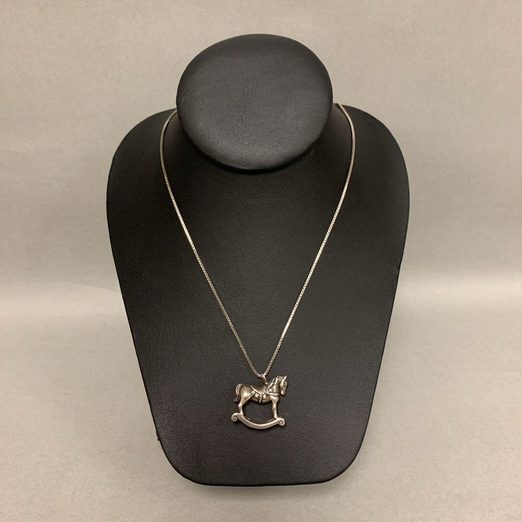 Sterling Rocking Horse Pendant on 24