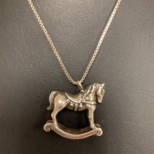 Load image into Gallery viewer, Sterling Rocking Horse Pendant on 24&quot; Box Chain
