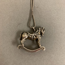 Load image into Gallery viewer, Sterling Rocking Horse Pendant on 24&quot; Box Chain
