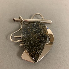 Load image into Gallery viewer, Artisan Made Sterling Pyrite Agate Brooch Pin (2.5&quot;)
