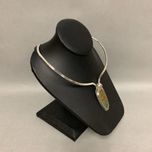 Load image into Gallery viewer, Artisan Made Sterling Green Turquoise 2&quot; Pendant on Collar Necklace
