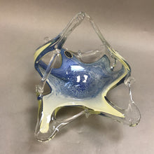 Load image into Gallery viewer, Murano Art Glass Blue / Cream / Yellow Pulled Glass Basket (9&quot; x 10&quot; x 4&quot;)
