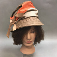 Load image into Gallery viewer, Mr. John Junior Fabric Sunday Hat Brown &amp; Orange (7&quot; inside)

