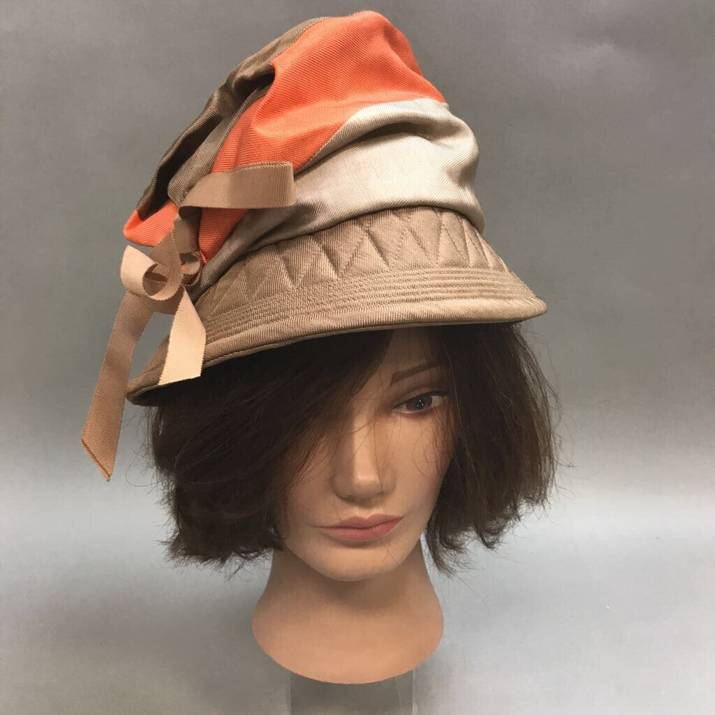 Mr. John Junior Fabric Sunday Hat Brown & Orange (7